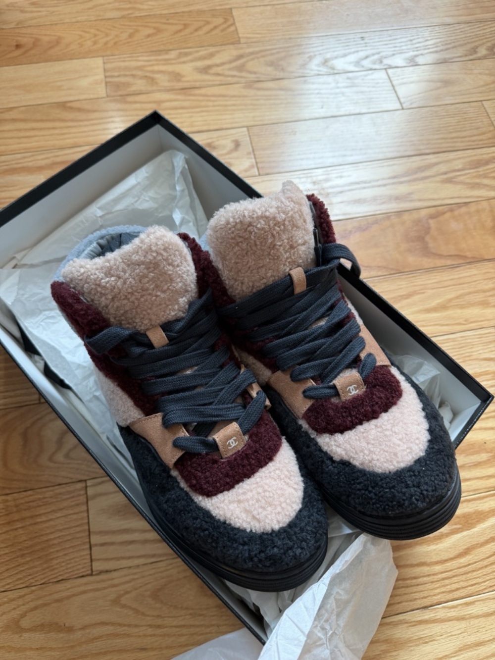 CHANEL SHEARLING LAMBSKIN SNEAKERS